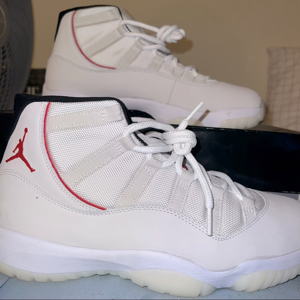 These are Jordan 11 platinum tint